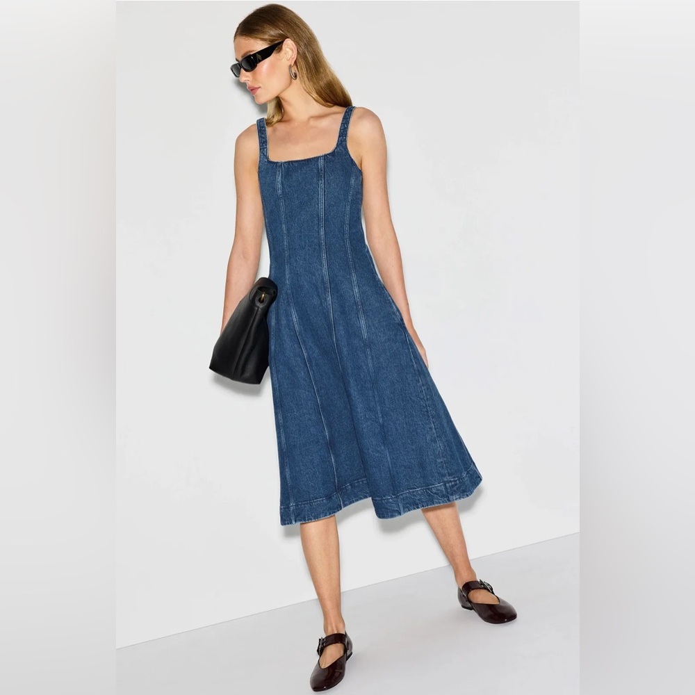 Maje Babydoll denim midi sleeveless dress size 36